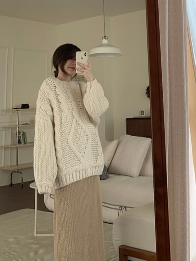 現貨 回歸) QQ蓬鬆麻花毛衣 3色18