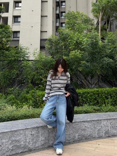 現貨 AU16 BEST！大推！車線顯瘦刷色牛仔褲 SML8