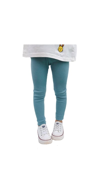 坑條內搭褲 (灰藍)1