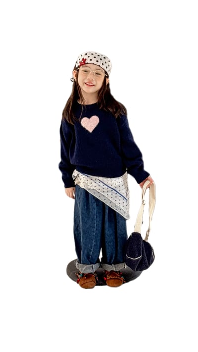 韓版愛心毛衣 (咖/藏青)1