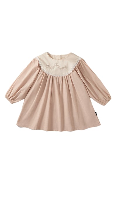 蕾絲邊刺繡連衣裙1