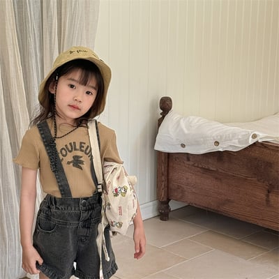 男女童休閒彈力短T (灰/藍/黃)3