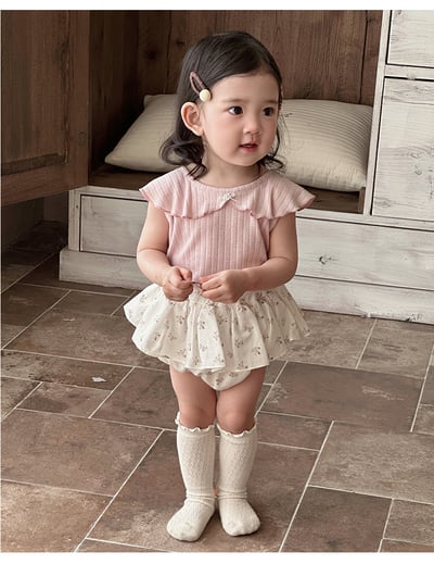 大領邊背心/小花包屁裙2