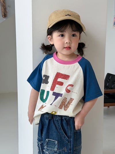 男女童彩色字母短T2