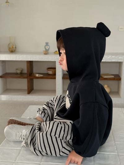 連帽T/條紋棉褲2