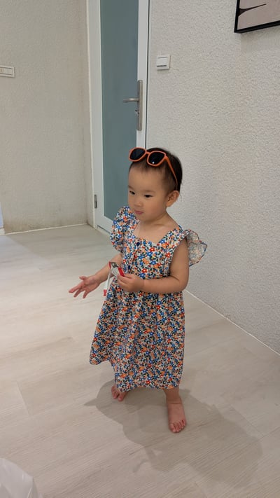 單排扣碎花洋裝9