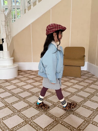 韓版男女童毛領外套 (咖/藍/黑)3