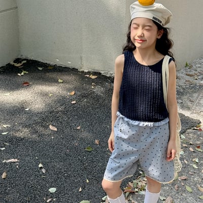 小草花邊短褲 (卡其/藍色)1