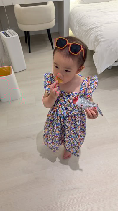 單排扣碎花洋裝3