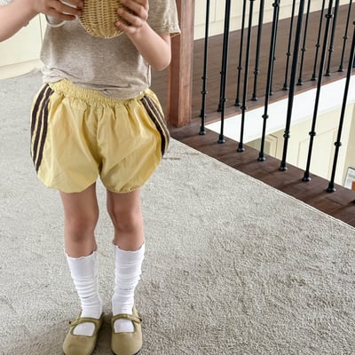 男女童休閒運動短褲 (藍/黃)2