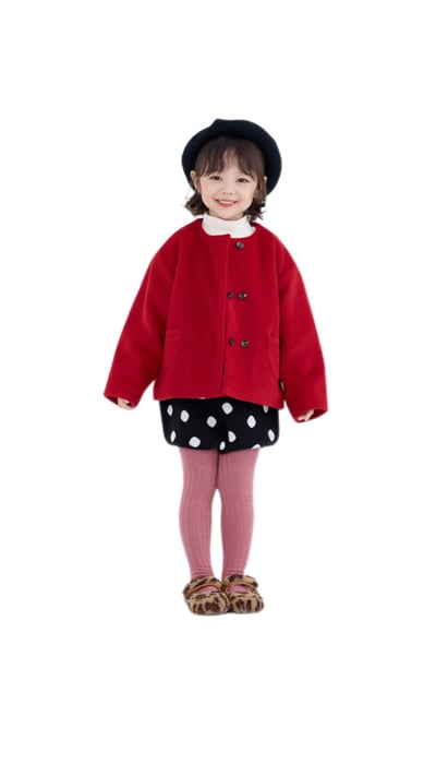 韓版双排扣圓領短大衣1