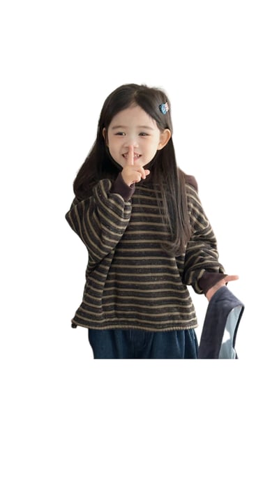 中性條紋帽T (藍/咖啡)2