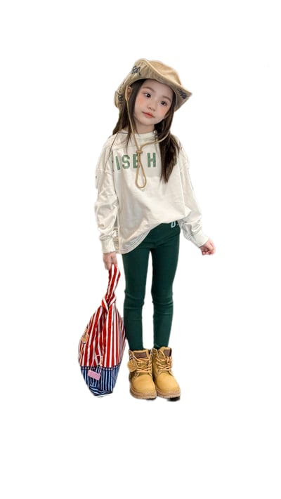 韓版男女童休閒45長T(米/紅/灰藍)1