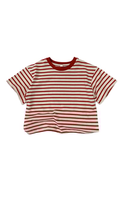 百搭條紋短T (繡紅)1