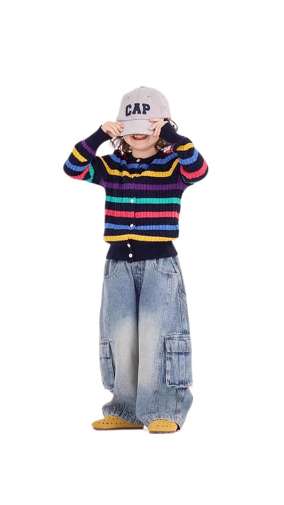 彩色條紋毛衣小外套2