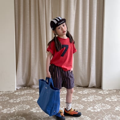 男女童條紋西裝短褲 (藏青/藍)2