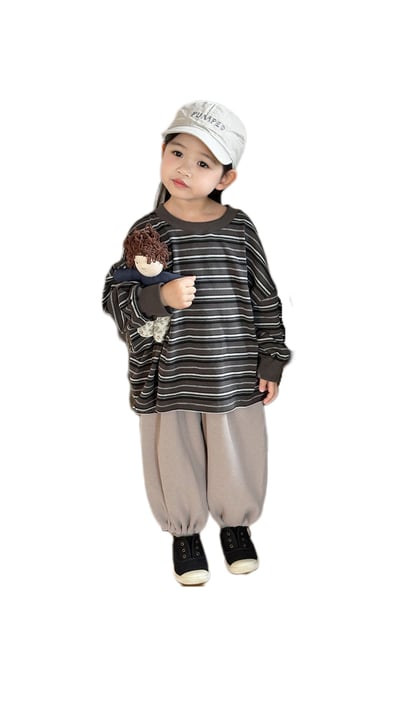 中性條紋寬版長T (卡其/黑咖/灰)3