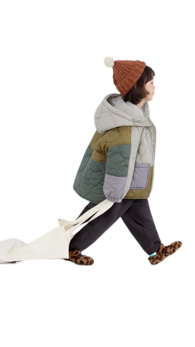 韓版男女童連帽撞色外套1