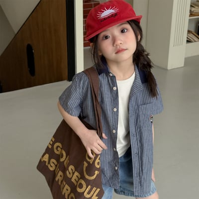 男女童造型短衫 (淺藍/條紋)1