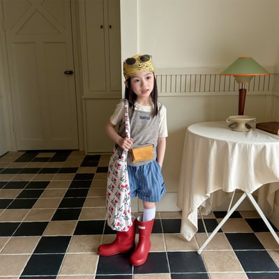 男女童條紋西裝短褲 (藏青/藍)1