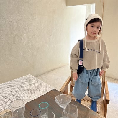 男女童燈心絨哈倫褲 (咖/藍)2