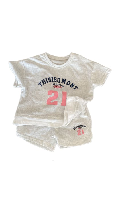 寬鬆休閒套裝 (白灰)1