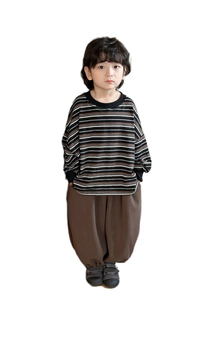 中性條紋寬版長T (卡其/黑咖/灰)1