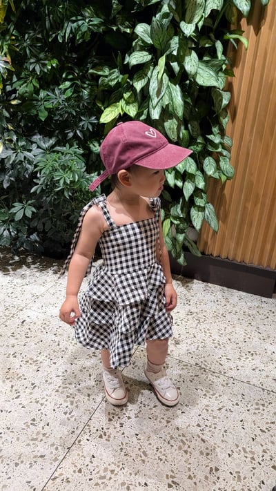 黑白格紋綁帶蛋糕裙11