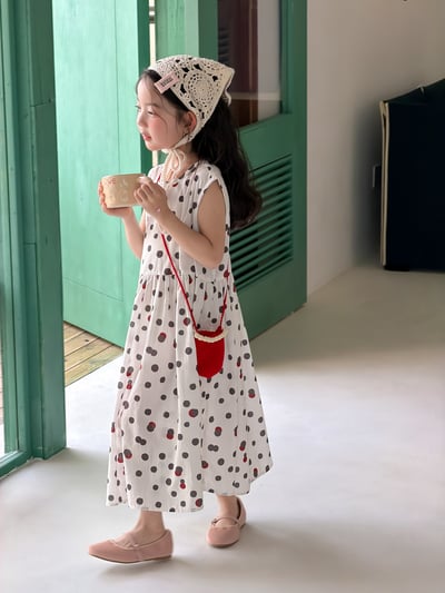紅灰點點寬鬆背心裙2