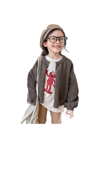 韓版單排扣針織外套(卡其/深棕)1