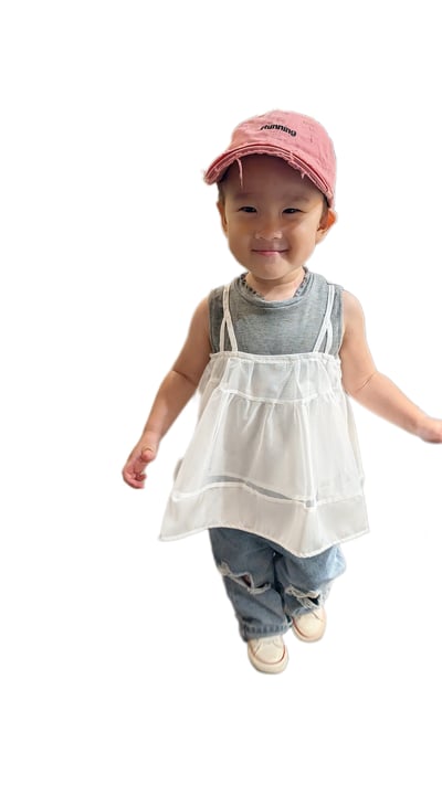 白色網紗吊帶背心 二件式1