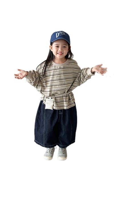 中性條紋寬版長T (卡其/黑咖/灰)2