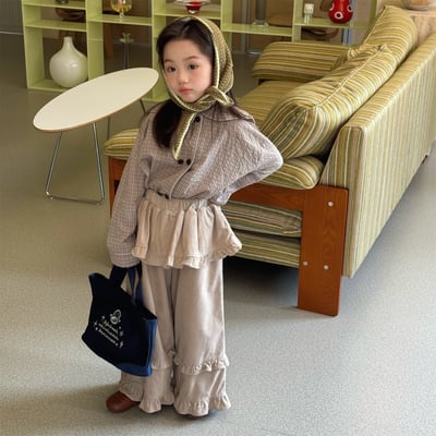 造型蛋糕寬裤 (灰/卡其)2