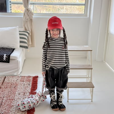 男女童牛仔五分褲 (黑/藍)1