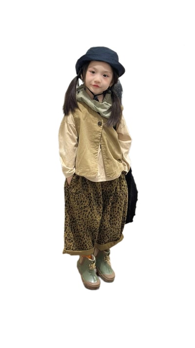 男女童豹紋闊腿裤 (藏青/卡其)1