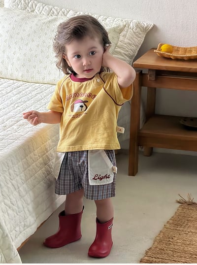 狗狗短T/格紋短褲1