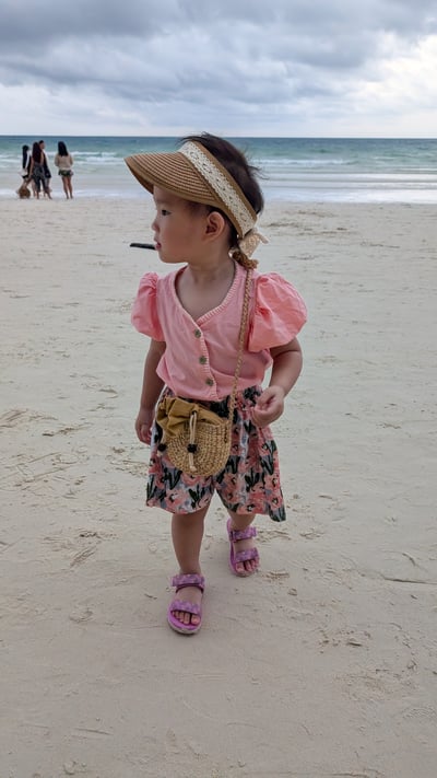 公主袖排扣上衣印花短褲 二件套2