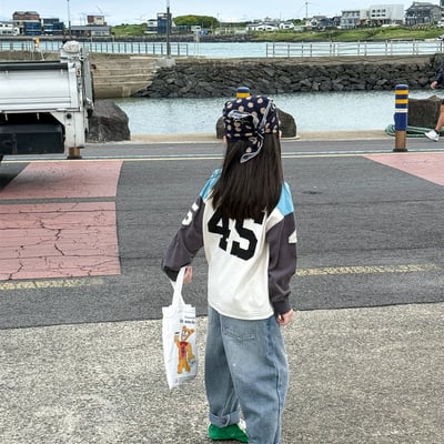 韓版男女童休閒45長T(米/紅/灰藍)3