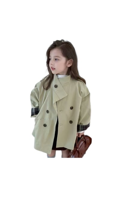 韓版立領單排扣風衣1