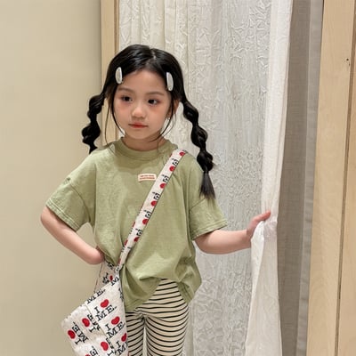 男女童小mark百搭短T (米/綠/藍)3