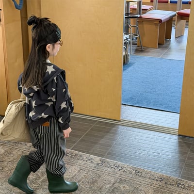 韓版男女童條紋哈倫褲(藍/黑)2