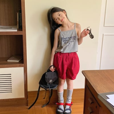 男女童打折三角旗短褲 (藏青/紅/卡其)1