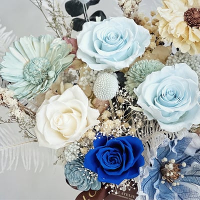 藍色情挑永生玫瑰盆花(中型）2