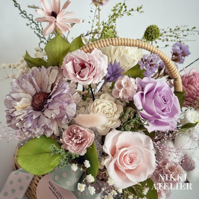 霧春花語・永生玫瑰擴香花籃單品課3