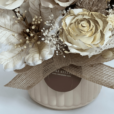 英倫奶茶永生玫瑰盆花(中型）4