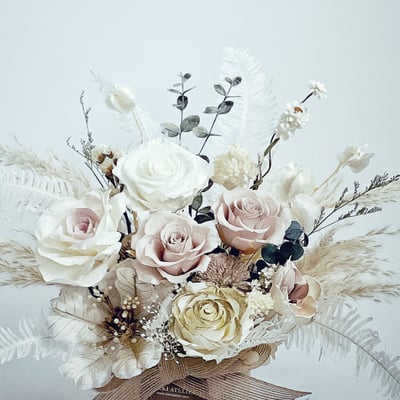 英倫奶茶永生玫瑰盆花(中型）3