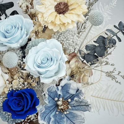 藍色情挑永生玫瑰盆花(中型）3