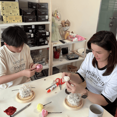 【兩人成團享優惠】永生花LED燈玻璃鐘單品課7