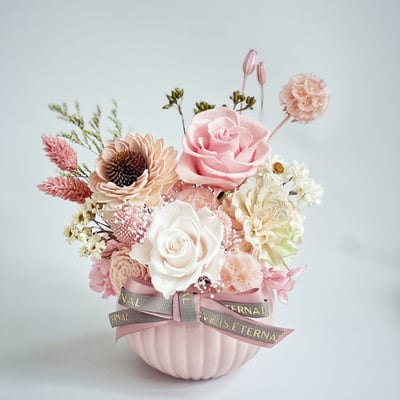 櫻花繽紛永生玫瑰小盆花1