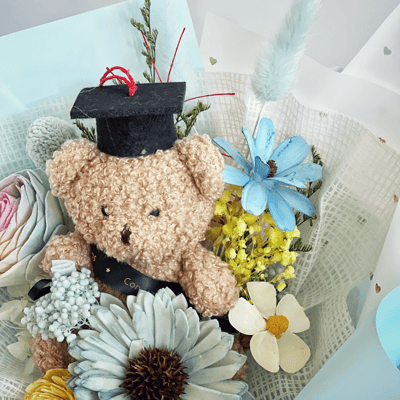 畢業小熊乾燥花束(小）3